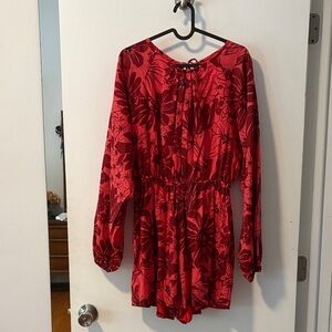 Faithfull the Brand Red Floral Jumpsuit